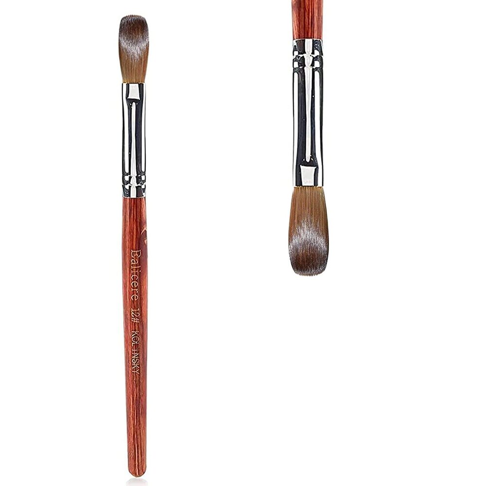 Ncana 12# Pure Kolinsky Hair Bristles Acrylic Nail Brush,Red Wood Sable Acrylic